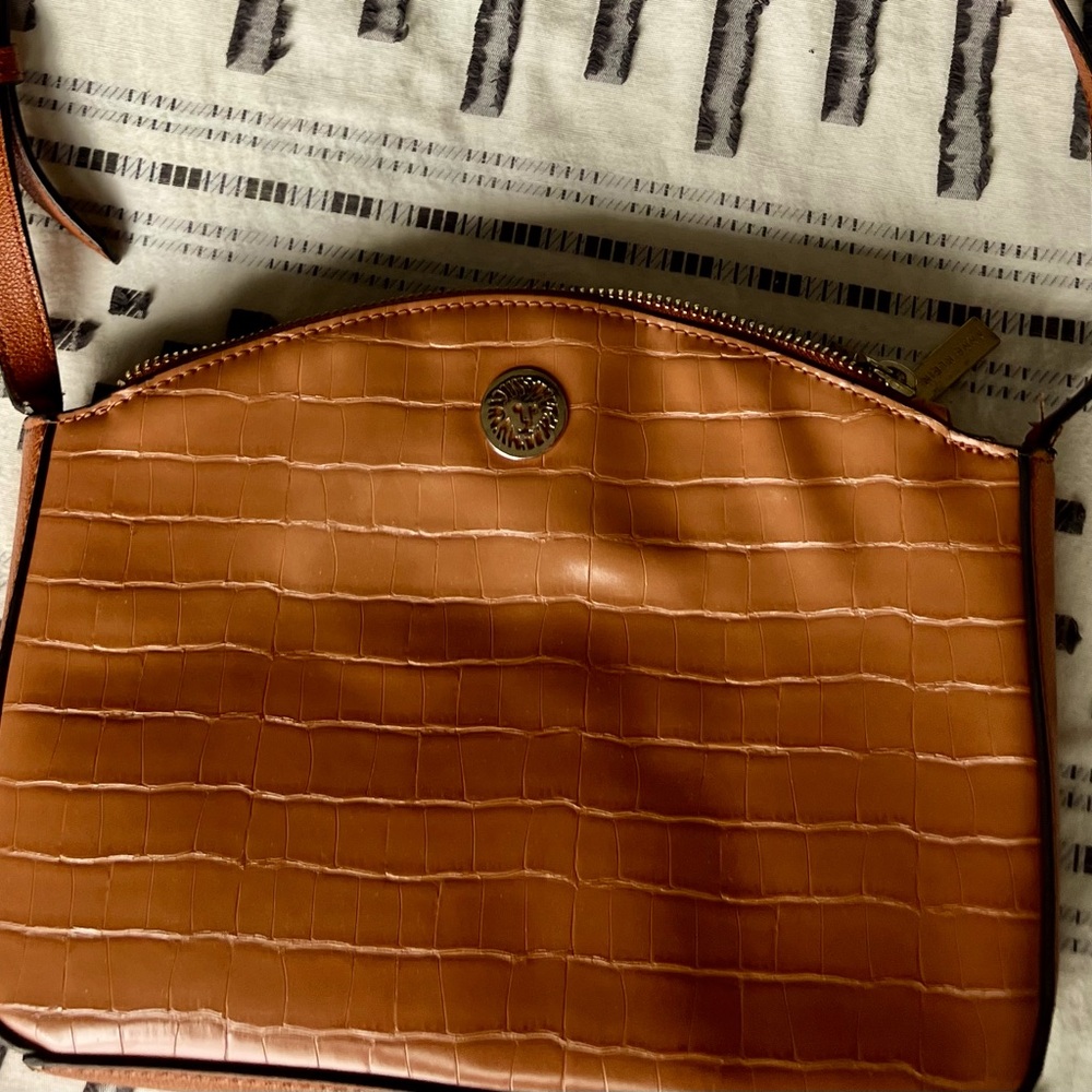 Anne Klein Tan Crossbody Bag with Polished Finish